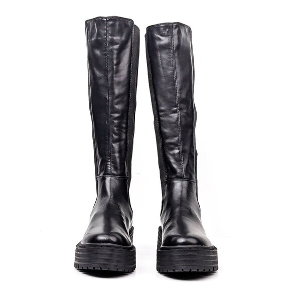 Azalea Wang Women Sue Black Vegan Leather Platform Party Fashion Boots sz 8.5 - Picture 2 of 9